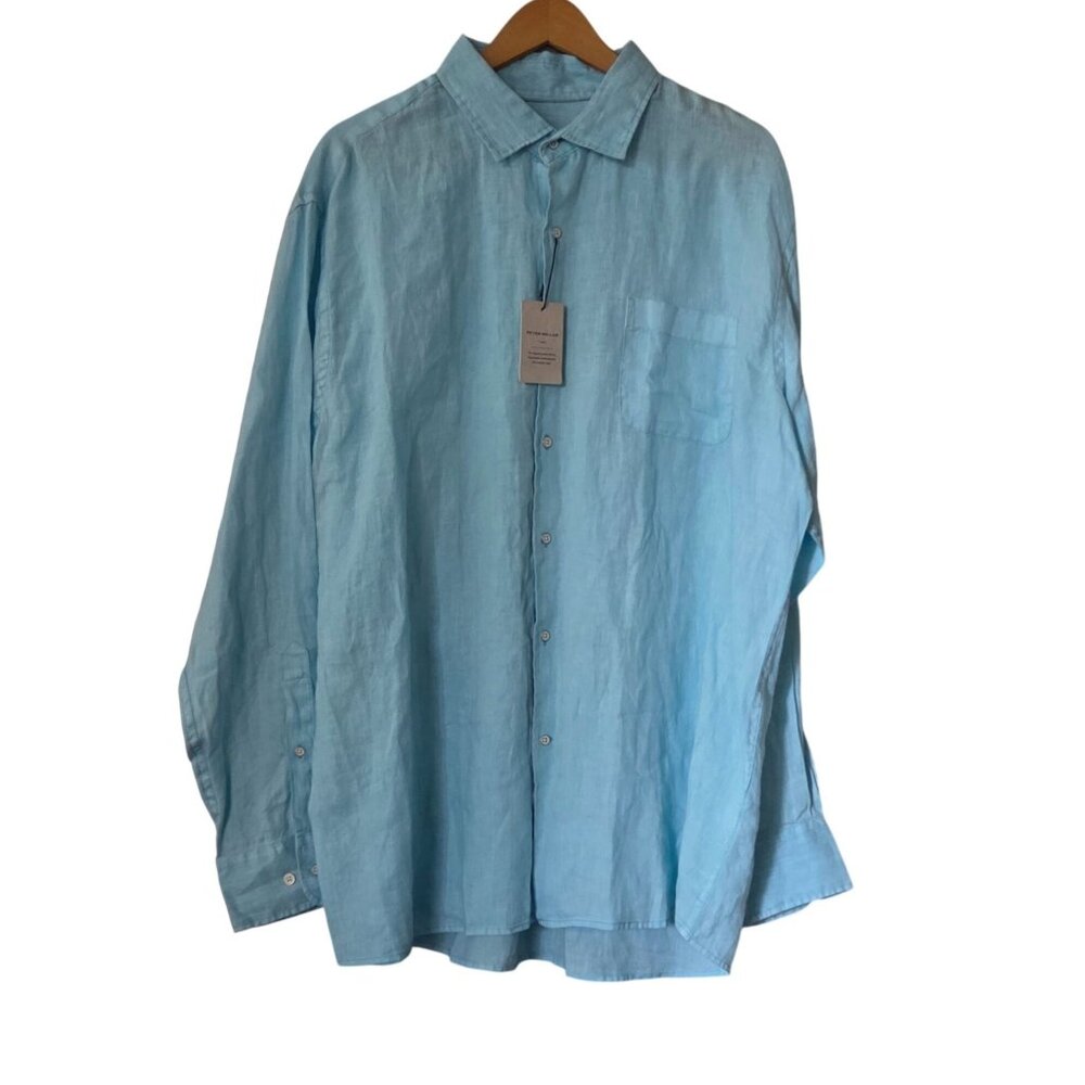 Peter Millar Crown Coastal Garment-Dyed Linen Sport Shirt Mint Men's XL